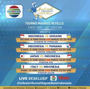 INDOSIAR Siarkan Eksklusif “Tournoi Maurice Revello 2024” Uji Taji Timnas Indonesia U-20 Berlaga di Kancah Sepak Bola Prestisius Dunia*